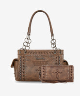 Montana West Whipstitch Studs Concealed Carry Satchel Set